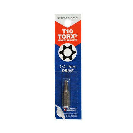 Best Way Tools Best Way Tools Torx T10 X 1 in. L Screwdriver Bit Carbon Steel 1 pc 86777